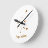 Modern Zodiac Sign Gold Aquarius | Element Air Ronde Klok (Hoek)