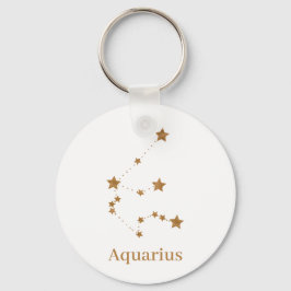 Modern Zodiac Sign Gold Aquarius | Element Air Sleutelhanger