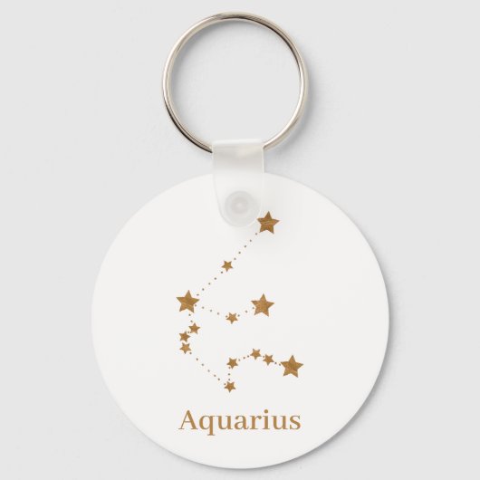 Modern Zodiac Sign Gold Aquarius | Element Air Sleutelhanger (Voorkant)