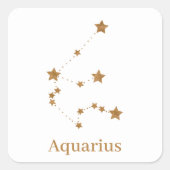 Modern Zodiac Sign Gold Aquarius | Element Air Vierkante Sticker (Voorkant)