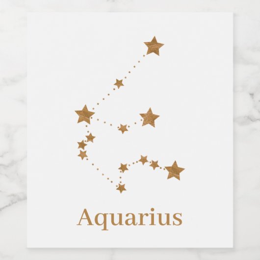 Modern Zodiac Sign Gold Aquarius | Element Air Wijn Etiket (Enkel label)