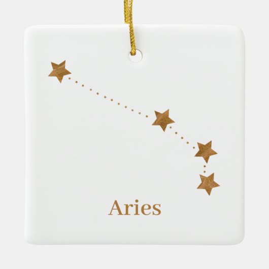 Modern Zodiac Sign Gold Aries | Brandstofpapier Keramisch Ornament (Voorkant)