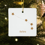 Modern Zodiac Sign Gold Aries | Brandstofpapier Keramisch Ornament<br><div class="desc">Modern Zodiac Sign Gold Aries | Elementflessenpapier</div>