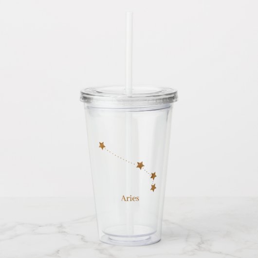 Modern Zodiac Sign Gold Aries | Element Fire Acryl Drinkbeker (Voorkant)