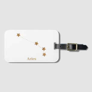 Modern Zodiac Sign Gold Aries   Element Fire Bagagelabel