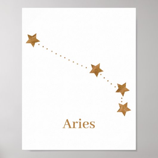 Modern Zodiac Sign Gold Aries | Element Fire Poster (Voorkant)