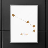 Modern Zodiac Sign Gold Aries | Element Fire Poster