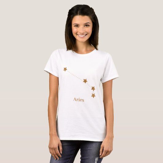 Modern Zodiac Sign Gold Aries | Element Fire T-shirt (Voorkant volledig)