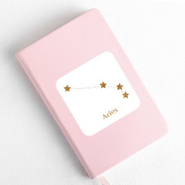 Modern Zodiac Sign Gold Aries | Element Fire Vierkante Sticker