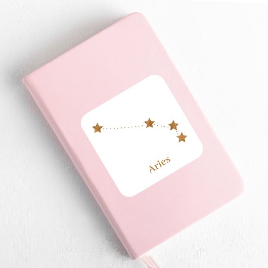 Modern Zodiac Sign Gold Aries | Element Fire Vierkante Sticker