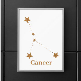 Modern Zodiac Sign Gold Cancer | Element Water Poster