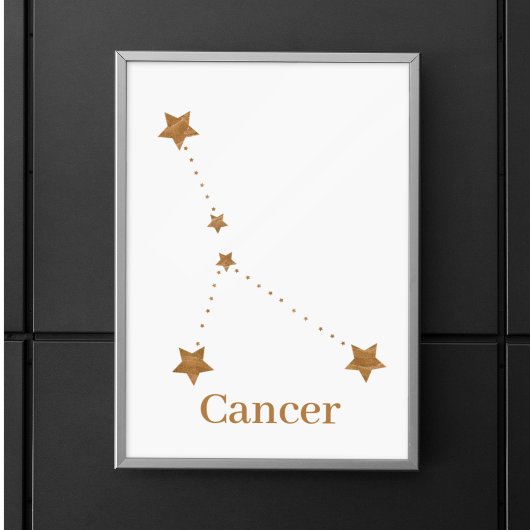 Modern Zodiac Sign Gold Cancer | Element Water Poster