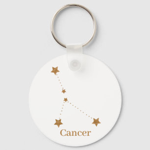 Modern Zodiac Sign Gold Cancer   Element Water Sleutelhanger