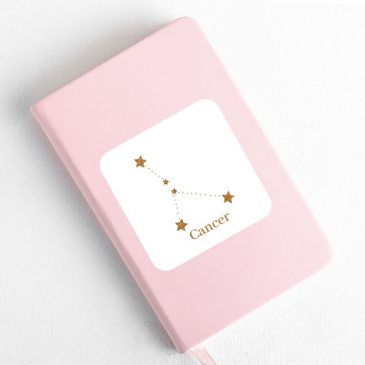 Modern Zodiac Sign Gold Cancer | Element Water Vierkante Sticker