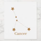Modern Zodiac Sign Gold Cancer | Element Water Wijn Etiket (Enkel label)