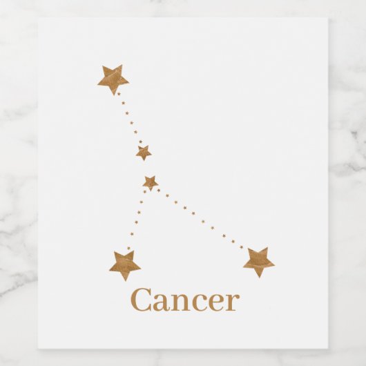Modern Zodiac Sign Gold Cancer | Element Water Wijn Etiket (Enkel label)