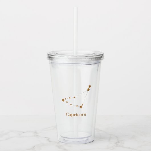 Modern Zodiac Sign Gold Capricorn | Element Earth Acryl Drinkbeker (Voorkant)