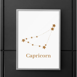 Modern Zodiac Sign Gold Capricorn   Element Earth Poster