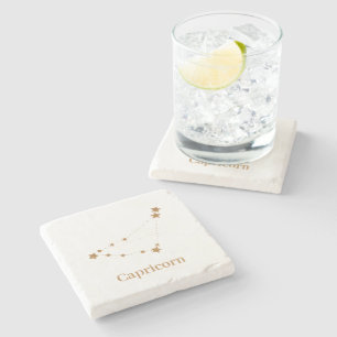 Modern Zodiac Sign Gold Capricorn   Element Earth Stenen Onderzetter