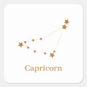 Modern Zodiac Sign Gold Capricorn | Element Earth Vierkante Sticker (Voorkant)