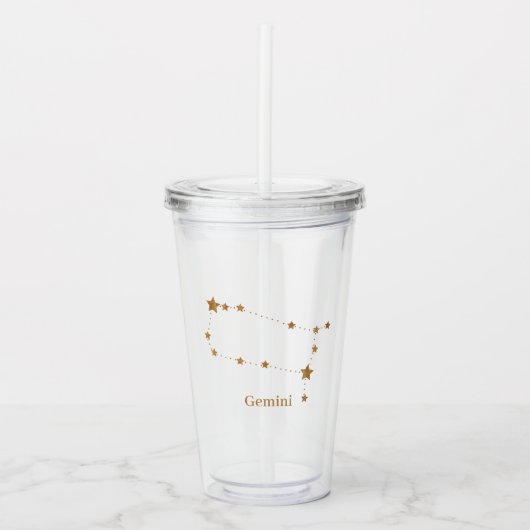 Modern Zodiac Sign Gold Gemini | Element Air Acryl Drinkbeker (Voorkant)