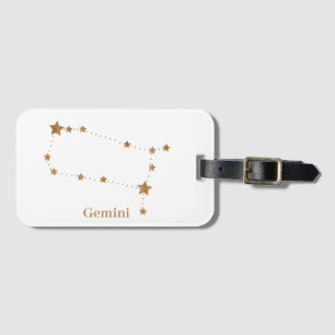 Modern Zodiac Sign Gold Gemini   Element Air Bagagelabel