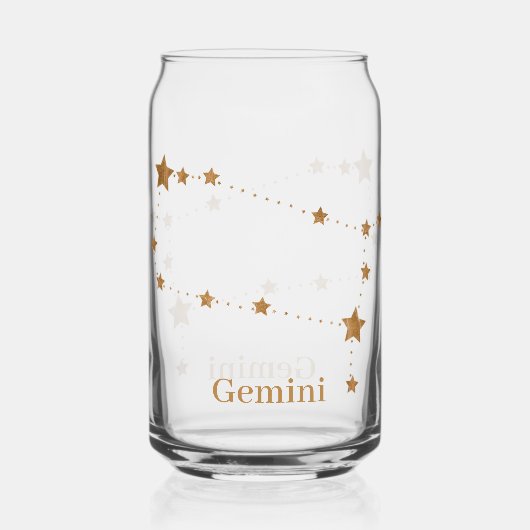 Modern Zodiac Sign Gold Gemini | Element Air Blikvorm Glas (Achterkant)
