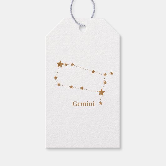 Modern Zodiac Sign Gold Gemini | Element Air Cadeaulabel (Voorkant)