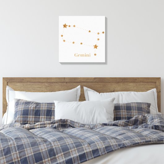 Modern Zodiac Sign Gold Gemini | Element Air Canvas Afdruk (Insitu (Slaapkamer))