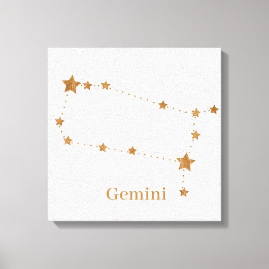 Modern Zodiac Sign Gold Gemini | Element Air Canvas Afdruk (Voorkant)
