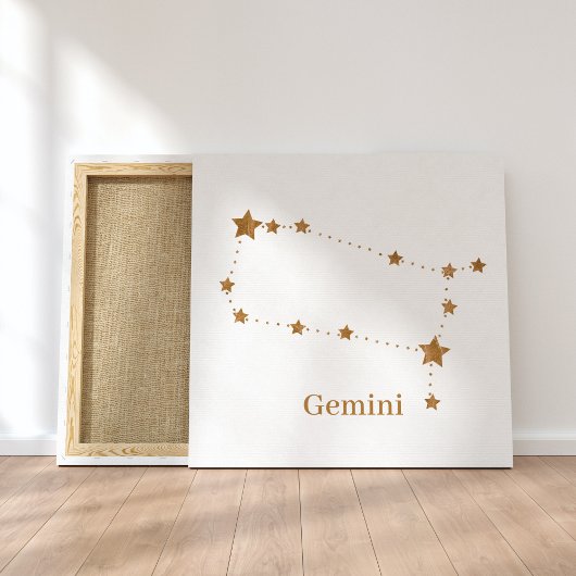 Modern Zodiac Sign Gold Gemini | Element Air Canvas Afdruk