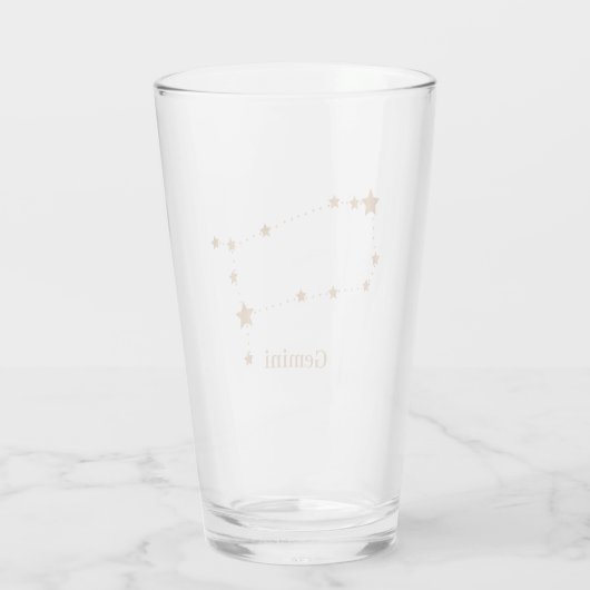 Modern Zodiac Sign Gold Gemini | Element Air Glas (Achterkant)