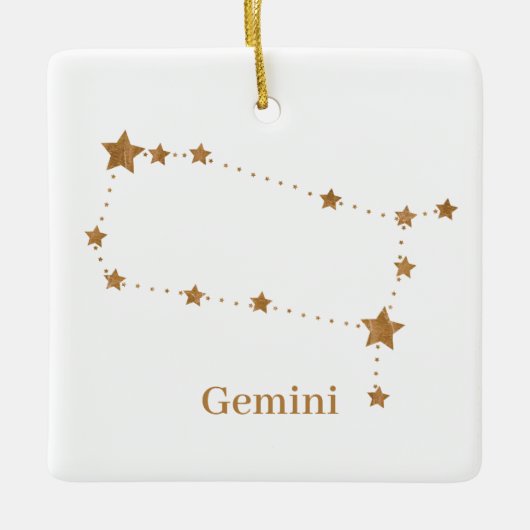 Modern Zodiac Sign Gold Gemini | Element Air Keramisch Ornament (Voorkant)