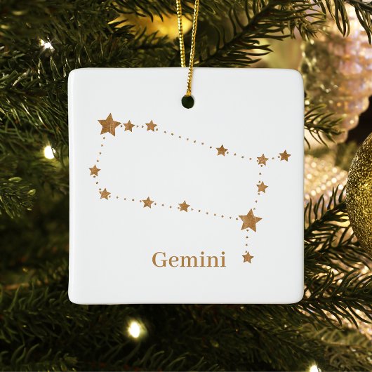 Modern Zodiac Sign Gold Gemini | Element Air Keramisch Ornament