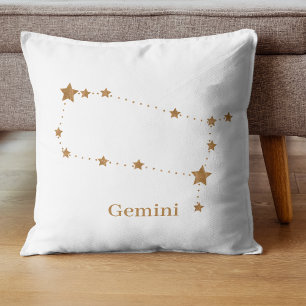 Modern Zodiac Sign Gold Gemini   Element Air Kussen