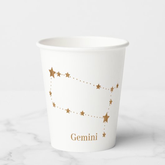 Modern Zodiac Sign Gold Gemini | Element Air Papieren Bekers (Achterkant)