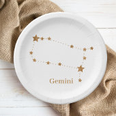 Modern Zodiac Sign Gold Gemini | Element Air Papieren Bordje