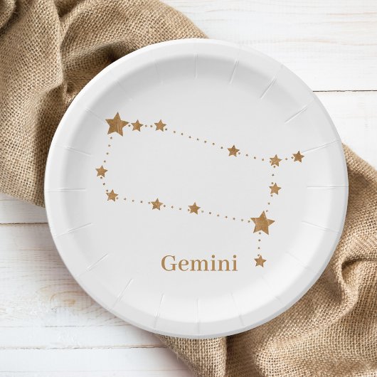 Modern Zodiac Sign Gold Gemini | Element Air Papieren Bordje