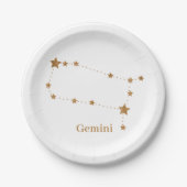 Modern Zodiac Sign Gold Gemini | Element Air Papieren Bordje (Voorkant)