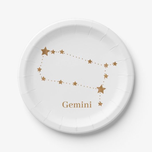 Modern Zodiac Sign Gold Gemini | Element Air Papieren Bordje (Voorkant)