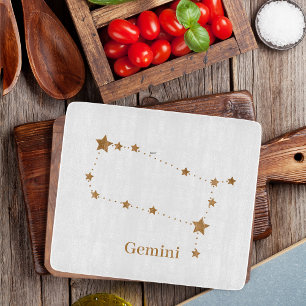 Modern Zodiac Sign Gold Gemini   Element Air Snijplank