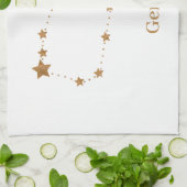 Modern Zodiac Sign Gold Gemini | Element Air Theedoek (Gevouwen)