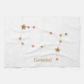 Modern Zodiac Sign Gold Gemini | Element Air Theedoek (Horizontaal)