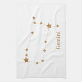 Modern Zodiac Sign Gold Gemini | Element Air Theedoek (Verticaal)