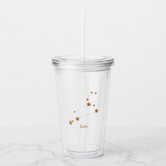 Modern Zodiac Sign Gold Leo | Element Fire Acryl Drinkbeker (Voorkant)