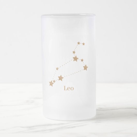 Modern Zodiac Sign Gold Leo | Element Fire Matglas Bierpul (Center)