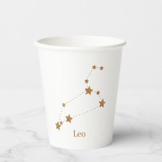 Modern Zodiac Sign Gold Leo | Element Fire Papieren Bekers (Voorkant)