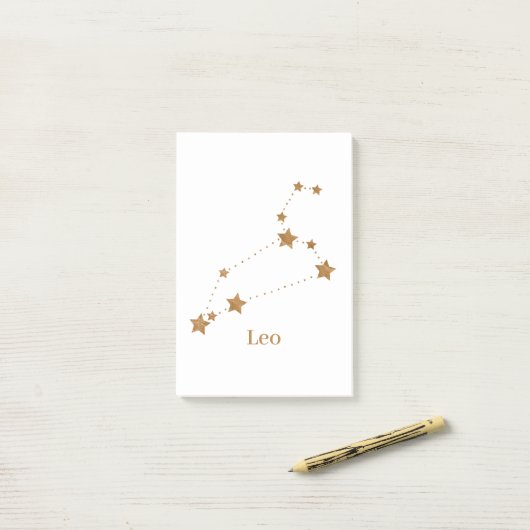Modern Zodiac Sign Gold Leo | Element Fire Post-it® Notes (Op bureau)
