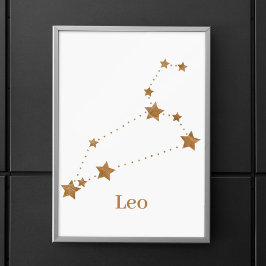 Modern Zodiac Sign Gold Leo | Element Fire Poster