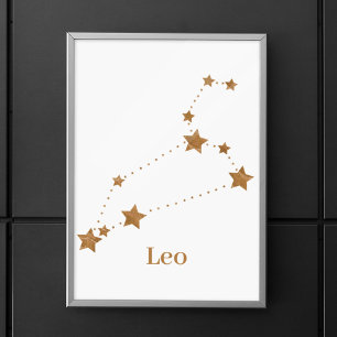 Modern Zodiac Sign Gold Leo   Element Fire Poster
